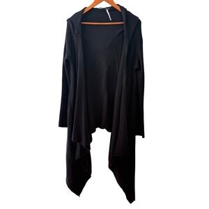 Free People Open Front Black Hooded Sweater Women's Size Large +Defect+